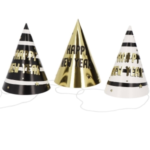 epiky paprov Happy New Year erno-zlat 6 ks