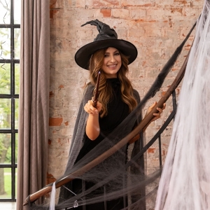 Halloweensk ern arodjnick klobouk 38x42cm