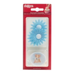 Dekorace z jehlho papru Sedmikrsky s modrmi dekoracemi