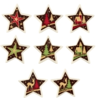 Cukrové dekorace na cupcakes Hvězdičky vánoční 44 x 46 mm 48 ks