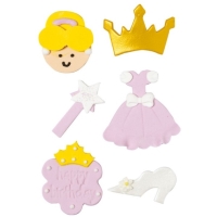 Cukrové dekorace na cupcakes Princess 6 ks
