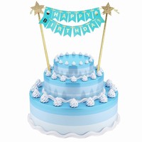 DEKORACE na dort Happy Birthday světle modrá 25cm