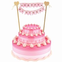 DEKORACE na dort Happy Birthday světle růžová 25cm