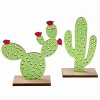 DEKORACE na stůl dřevěná Kaktus