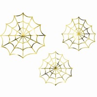 DEKORACE papírová pavučiny zlaté 3ks