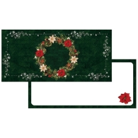 Dárková obálka zelená Vánoční věnec 21 x 10 cm