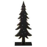 Dekorace dřevěný stromeček černý s hvězdičkami 15 x 38 cm