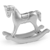 Dekorace houpací koník stříbrná 1 ks