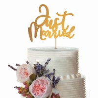 Dekorace na dort  "Just Married" zlatá