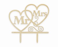 Dekorace na dort dřevěná Mr&Mrs.