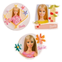 Dekorace na dort plastový disk Barbie 18 cm 3 ks