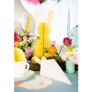 Dekorace papírová Králík, žlutý 30 cm