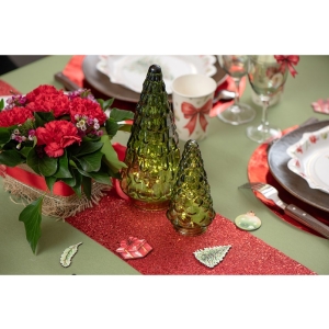 Sklenn dekorace strom zelen 11 x 24 cm