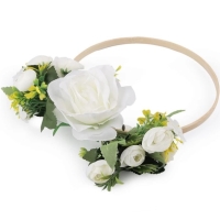 Dekorace svatební Kruh s květy krémový 19,5 cm