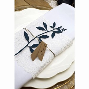 DEKORAČNÍ lístečky tmavě modré s jmenovkami 6ks