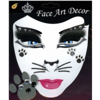 Dekorační set na obličej s kamínky Kočka