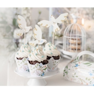 Dekorativn obal na cupcakes Kvty a holubice 6 ks