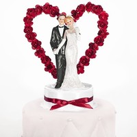 Figurka svatební  Novomanželé bordó srdce 16 cm