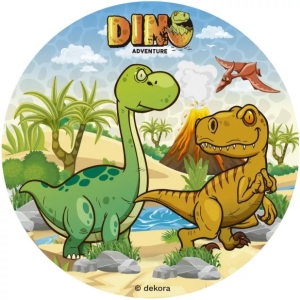 Fondnov list na dort Dinosaui - bez cukru 15,5 cm