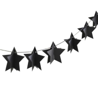 Girlanda papírová 3D hvězdy černé 2 m