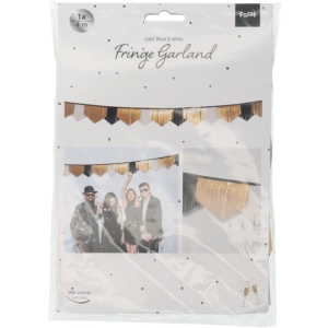 Girlanda třásňová zlatá/černá/bílá 4 m