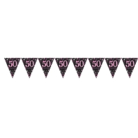 Girlanda vlaječková Sparkling růžová "50" 396 cm