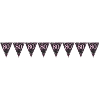 Girlanda vlaječková Sparkling růžová "80" 396 cm