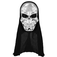 Halloweenská maska Lebka stříbrná 42x16cm
