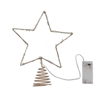 Hvězda na vánoční stromeček zlatá se světýlky 25 x 20 cm