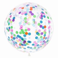 JUMBO balón transparentní s barevnými konfetami