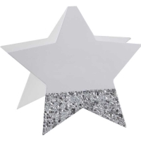Jmenovky Hvězda se stříbrnými glitry 6 ks
