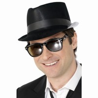 KLOBOUK Gangster Fedora �ern� plast
