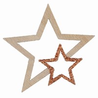 KONFETY hvězdy dřevěné s glitry Rose Gold 3,5x4cm 12ks