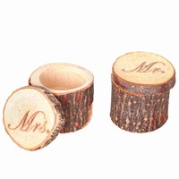 KRABIČKA dřevěná Špalíček MR&MRS 5,5x4cm 2ks