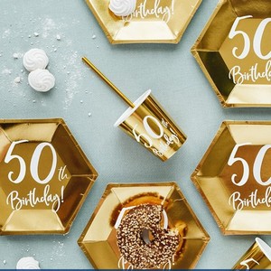 KELÍMKY papírové 50. narozeniny zlaté 220ml 6ks