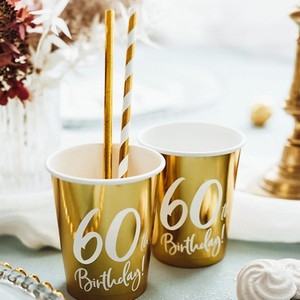 KELÍMKY papírové 60. narozeniny zlaté 220ml 6ks