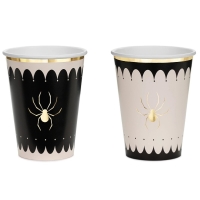 Kelímky papírové béžovo-černé s pavouky 400 ml 6 ks