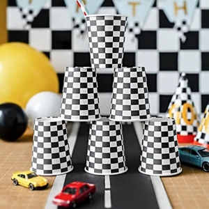 Kelímky papírové Kostkovaná vlajka 220 ml 6 ks