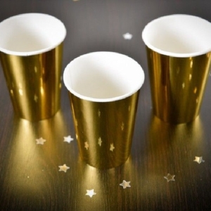 Kelímky papírové metalické zlaté 270ml 10ks