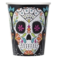 Kelímky papírové mexické lebky 250ml 9ks