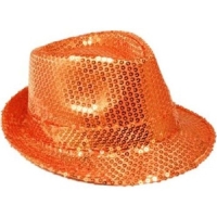 Klobouk Neon s flitry, oran�ov�