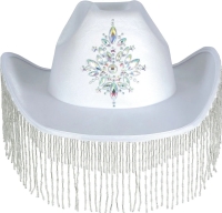 Klobouk kovbojsk� b�l� s t��sn�mi