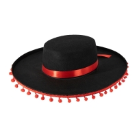 Klobouk mexick� �ern� s �erven�mi bambulkami