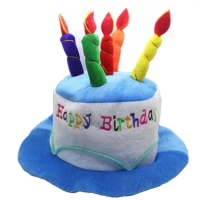 Klobouk plyšový se svíčkami Happy Birthday 30 x 27 cm