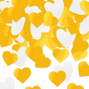 Konfety vystřelovací bílá a zlatá srdíčka 60 cm