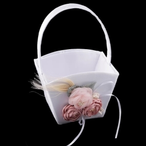 Košíček pro družičky s květy bílý