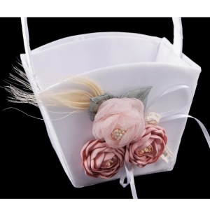 Košíček pro družičky s květy bílý