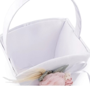 Košíček pro družičky s květy bílý