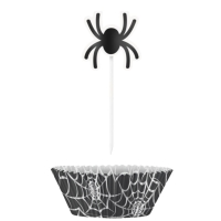 Košičky na cupcakes Pavučina s pavoukem 24 ks