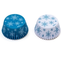 Košíčky na cupcakes Sněhové vločky modrá/bílá 36 ks